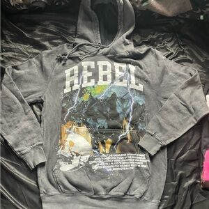 PacSun Black Pullover Hoodie with White Logo Print